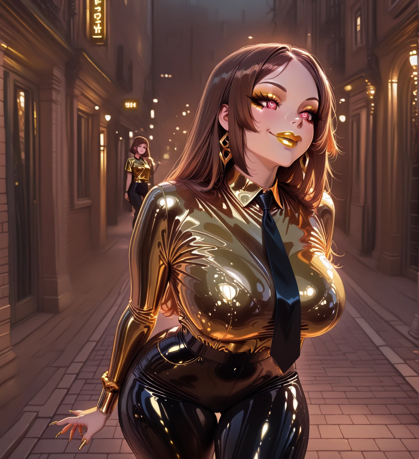 Gorgeous women, tan skin, perfect face and proportion, Body shot, long hair with bangs, wearing black bunny suit, tights, brown eyes, Hourglass, Masterpiece, Freckles, huge breast and thigh, Glossy oiled skin, blushes, shy, bunny ear, at the club, (masterpiece), best quality, expressive eyes, perfect face,