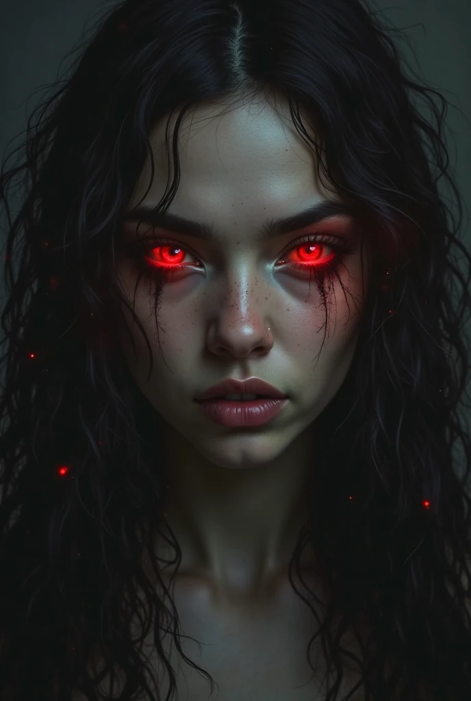 A highly detailed and intense close-up of a lady neon face with a neon cracked, sexy appearance. The image should be in highly detailed showcasing sharp contrasts and deep shadows. The face is soo horny giving it a ethereal, fucking look. The eye is glowing with a stare, while long, dark hair flows around the face, adding to the eerie atmosphere. The overall style should be livingly, gritty, and hyper-realistic, with a strong focus on texture and detail siren both eyes sexy hairs