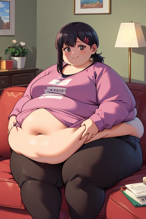 {Japanese slender beautiful girl}, obese girl, fat belly, fat arms, WeightObese, obese body, big cheeks, cute, high resolution, best quality, {masterpiece}, ultra-detailed, {school swim suit}, caustics, detailed, cinematic lighting, pink short hair, no blash cheeks, school class room