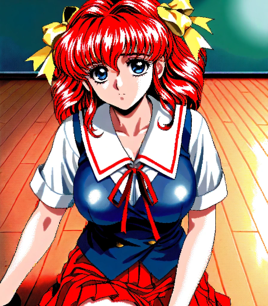 Fellatio milky liquid face bukkake Yukari Koshikigi,One girl,alone,retro artstyle,White Background,ponytail,twin braids,Bunny girl simple background,Redhead,1990s (style),Long Hair,Brown eyes,Head tilt Big breasts Thighs Sailor uniform Naked lower body No skirt