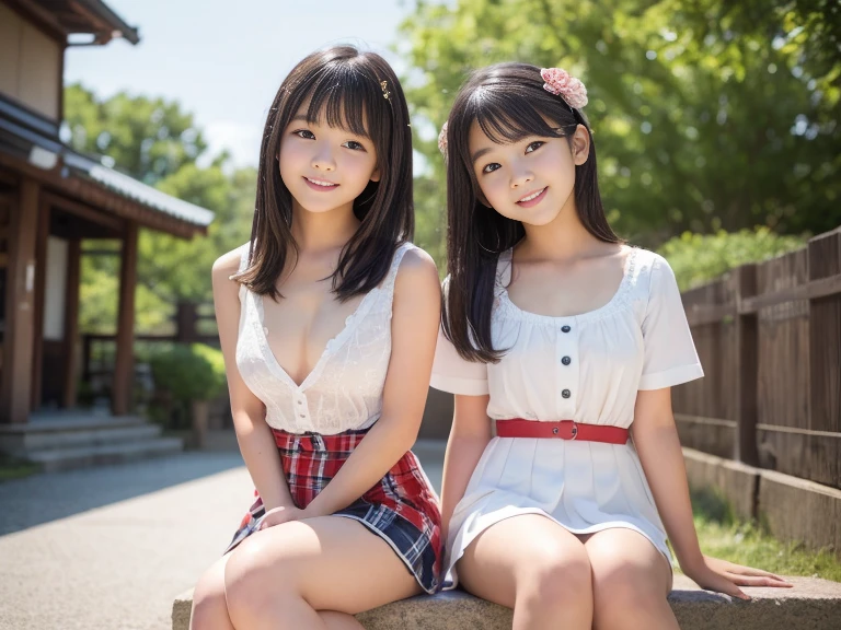 ((No clothes))、((Crouch)),(Completely naked)、Immature girl1people,Thick pubic hair,The vagina looks good、Focus on the vagina、Small nipples、Slender body、Being thin、Long, slender legs、With legs apart,((MCharacter splits))、Focus on the vagina、Black Loafers,Young face、bangs,A small smile,Touching hair with your hands,Ponytail with barrette,school bag,From below,Front light,Leaning on a park bench with legs apart