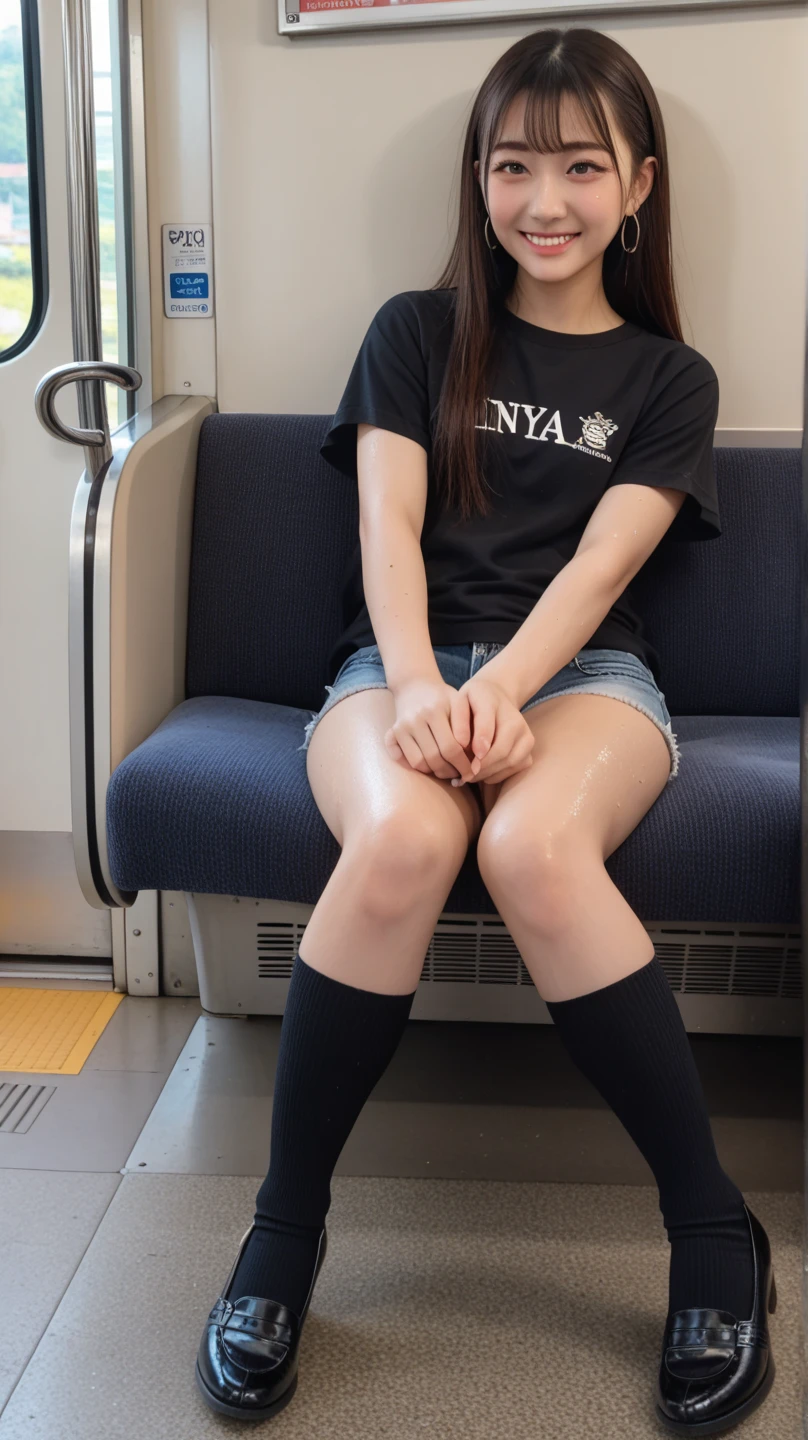 Crowded trains、Sexy Girls、Hugging her from behind、Handsome man talking in his ear、lifting her、White miniskirt swaying upwards、40k、a picture、​masterpiece、top-quality、Dark gray background、(1 Girl's black eyes and black hair immediately curl with open legs)、full open legs with large breasts,、(Round Swing Sexy Mini Skirt:1.3)、(White lingerie: 1.3)、An elderly man leans on her from behind and picks her up、Took various poses。