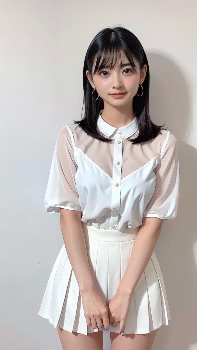 One Girl、Beautiful and detailed eyes and face、barefoot、Cute 16 year old Japanese girl, ((Extremely precise and accurate anatomy:1.0)), (photo Realistic:1.4), (hyper Realistic:1.4), (最高品質のRealisticな肌の質感:1.4), (Improvement of quality:1.4), (Enhances the beauty of skin texture:1.1), Clean and glowing skin, mesh, thin:1.2, (Realistic:1.3), Realisticなライティング, (Smoother lighting:1.05), (Improving the quality of cinema lighting:0.9), Backlight, A gentle light on your face, Ray Tracing, (Bright light:1.2), 32K, One Japanese woman, fine grain, Detailed face, (Film Grain:1.1),(Accentuates body lines:1.1), High resolution, Natural look, Kind eyes, Improves hair quality, Delicate light and shadow, Transparent muscles, Graceful pose, Beautiful Eyes, Sharp details, Soft light reflection, Beautiful contours, Delicate skin tone, Fine hair texture, Natural background, (((sunny day、School zone、A strong wind is blowing、Her hair and skirt are flying、 Open shirt、Pleated skirt、stroll:1.25、Light of the sun、Clear skies、stage、Blue sky and white clouds、The joys of youth)))、