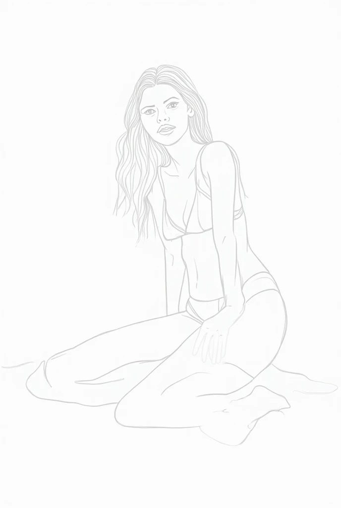 drawing of a woman in swimsuit standing on a beach, line sketch, by Yasutomo Oka, line sketch!, by Naka Bokunen, outline sketch, inspired by Apollonia Saintclair, by Antonio Rotta, shohei otomo, by Oka Yasutomo, by Yuki Ogura, by Hugh Hughes, asa mitaka, perfect feet and hands