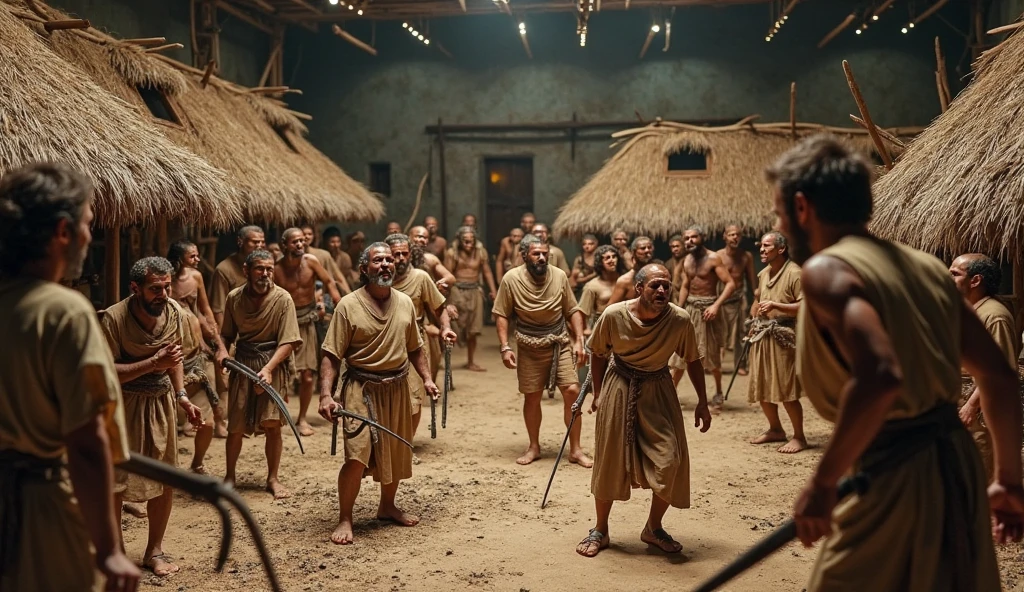 Spaniards chaining indigenous people