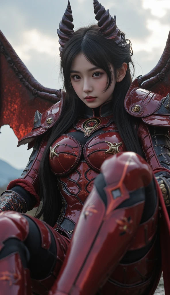 8k,(Samurai)、Devil Mask、Super Beauty(Like the real thing)、Red Armor Solo Adult Devil Woman、Muscular macho body type,Super Muscular Beauty,Bodybuilding,(Equipped with a long and large spear)、Mature Woman Big Woman Devil。Sturdy jaw(Like the real thing),Stand facing forward,Demon Armor,A wonderful work of art,((Kyoto Panel Style))、Wind effects:1.9、Cloud effect:1.2、Full Rendering,Devil makeup,masterpiece,Photorealistic RAW photos of the highest quality。Bright colors,Rich colors, Backlight, Cinema Lighting, Film Grain, 50mm lens, Nikon D850,Ultra-Realistic Skin,Fantasy art,Character Art,Ultra-high resolution,Realistic scale skins,Perfect hand shape,View your viewers,View your viewers,Top-down view,close,Uplifting,Dynamic fighting pose,Sexy chest,Cleavage close-up,On all fours,Shaking breasts,