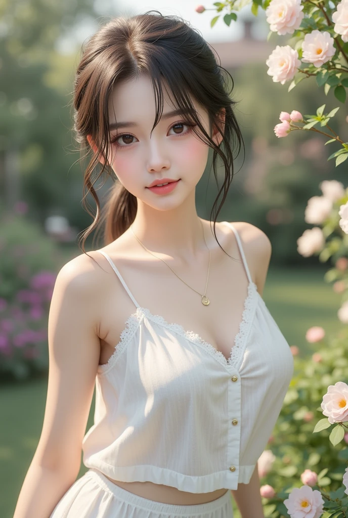 ((large breasts)), ((18 years old,)), ((Very small head)), cute girl, Daylight, Sunlight, Bright light, (Perfect body : 1.1), (fullllbody), (short wavy hair:1.2, dark colored hair, Pink and blue mesh, Thin mesh), Full body shot, (white blouse), (navy tight skirt), (black stockings), (Very detailed CG 8k wallpaper), (extremely delicate and beautiful), (masterpiece), (Best Quality:1.0), (超A high resolution:1.0), (realisitic), beautiful lightning ,Perfect Lightning, Realistic Shadows, (high resolution), Detailed skin, Ultra-detailed, Slim body), (Beautiful hair, Wavy Hair, Real Hair, detailed hairs, High ponytail), Fine Collarbone, Beautiful breasts, blush, Photorealistic, Realistic face, Beautiful face, Cute face, Realistic eyes, droopy eyes, happy smile, light-pink colored lips, thin upper lip, (eye liner), (mascara), (eye shadow), (in a cafe), (seated on a chair), bighip,