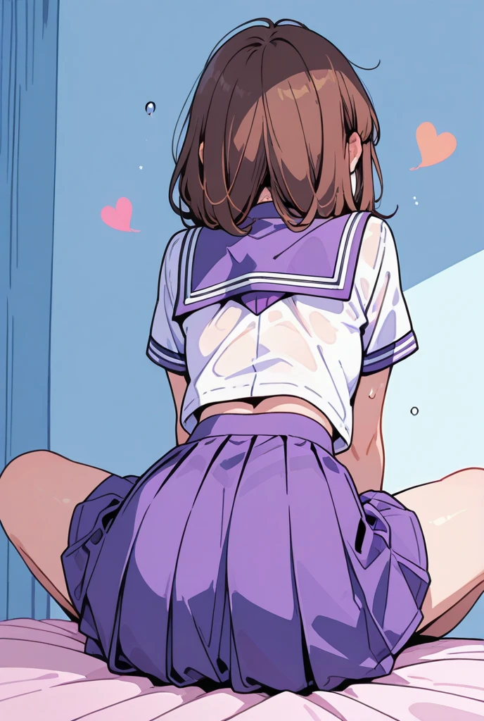 tennis girl's massive rear butt, cheeks out of bottomless slutty mini skirt out bare, showing her butt, lying down, on bed, gloved hands hidden, under pillow, blindfold
