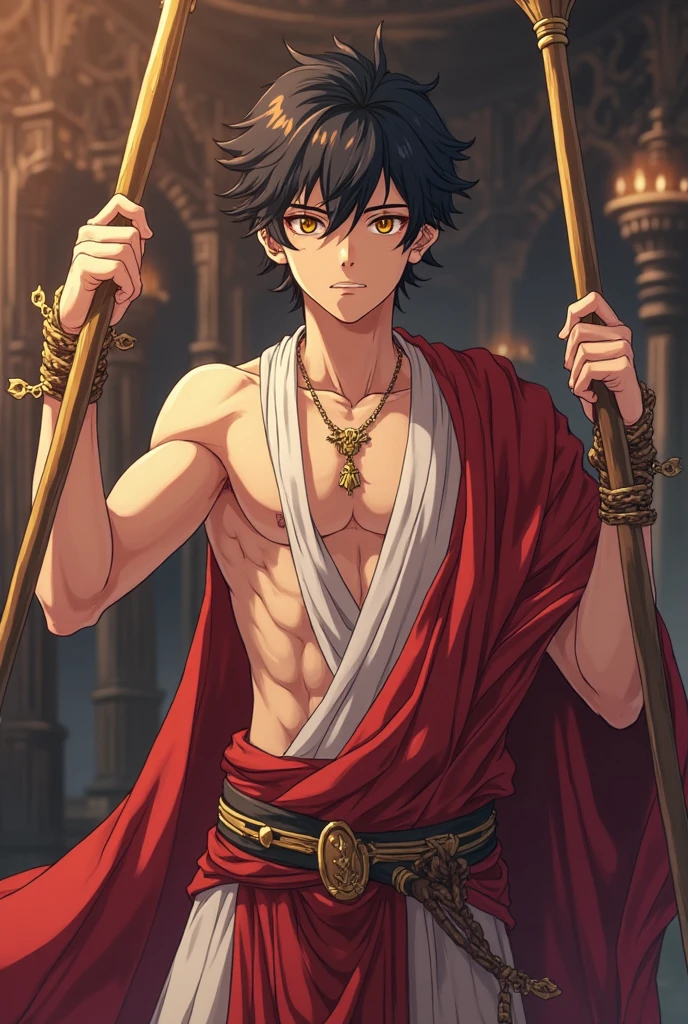 Highres, Masterpiece, Best quality at best,Best Quality,hight quality, hight detailed, 1boy, Boy,Fluffy hair, Side bangs, Shota, Solo person, Thin young boy without a shirt, Red hair, Egyptian palaces, Egyptian tribal luxury skirt, earrings, bracelets, necklaces, navel piercing, (very young boy), boys, Blurry and simple beckground, bokeh, Uhd