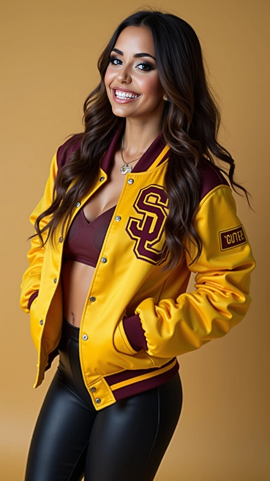 Photorealistic, Hyperrealistic Masterpiece, Beautiful Busty Baseball Player, Portrait Photo, Full Body Shot, Positioned on the Baseball Diamond Background, Fully Clothed, Wearing a Tight-Fitted Long Sleeve Shirt with the Text "Tigers" on the Chest (Button Gap: -1), Complemented by a Pair of Tight-Fitted Long Pants, Equipped with Knee Pad and Elbow Pad, Donning a Baseball Cap with Decorative Lettering "T" and Sunglasses, Accessorized with Hairpods and Hoop Earrings, Portrayed with a Closed Mouth