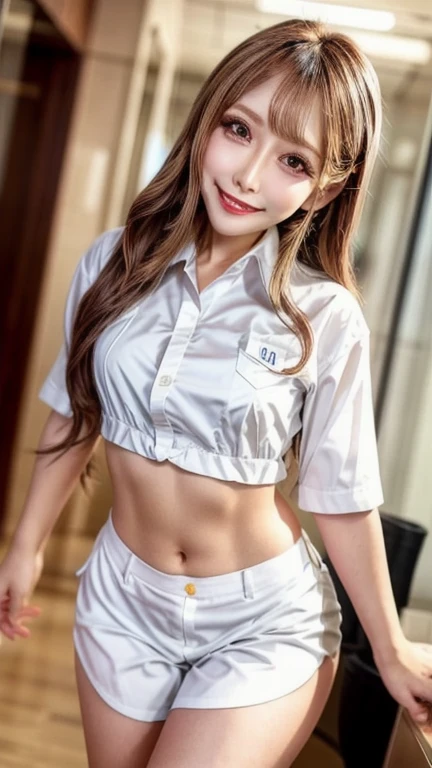 (masterpiece:1.3),a picture, Incredibly realistic and beautiful girls, 16-year-old woman, ((White Karate Uniform, White karate pants)), Beautiful thin legs, bare-legged, attractive beautiful face, 二重まぶた, Beautiful detailed eyes, long eyeslashes, (A smile: 1.15), is looking at the camera, Sexy shots, dynamic dancing, Whole body, ligh brown hair, Wavy hair up to the shoulders, Attractive body with soft curvaceous beauty, Bold sexy poses, perfect anatomia, The ultra-detailliert, 8K