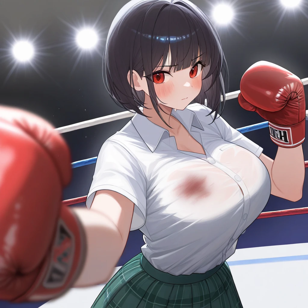 full body photographed、4K,UHD,(highly detailed:1.2) ,masterpiece、monokini,top-quality,hight resolution、Dark hair、Big eyes、white sporty boots、Sweaty skin、boxing venues、female boxer、（（On the ring of boxing：1.3））、young girl, （(lie on your back：1.2）,topless,nipples,sweating,steam,crying,(bleeding from the face :1.4),empty eyes,blush,disheveled hair,knocked down,covered with bruises,well muscle,deadly