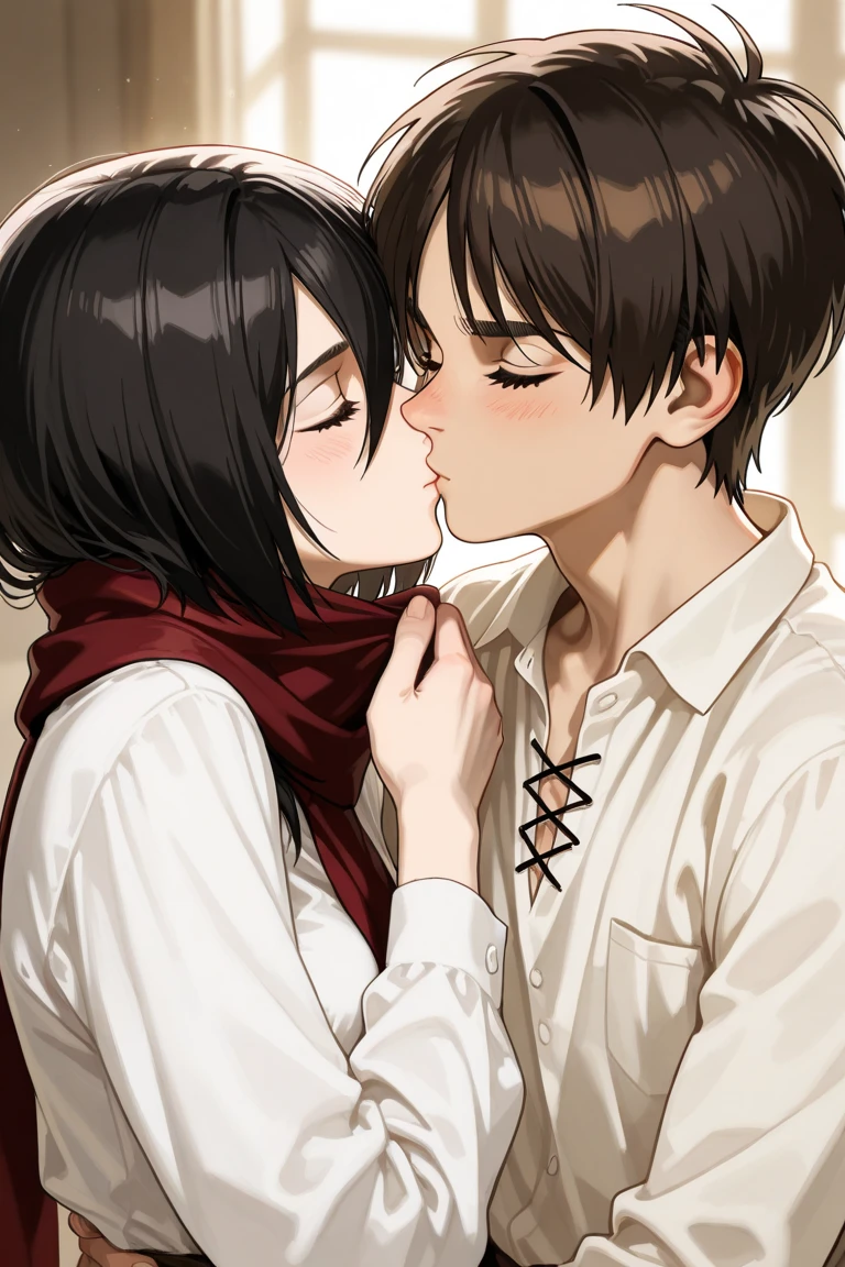 masterpiece, Highest quality, (Highly detailed CG Unity 8K wallpapers), (Highest quality), (Best illustrations), (Best Shadow), Absurd, Realistic lighting, (abyss), Beautiful sparkle, 暗い部屋でキスをする男女のanime画像, Yaoi, Levi Ackerman, reylo kissing, anime, Shinji, Mouth to mouth kiss, yukio - e, Shinji ikari, Kiss cutely, 今日の注目animeはまだ, anime映画では, Kuvshinov Ilya