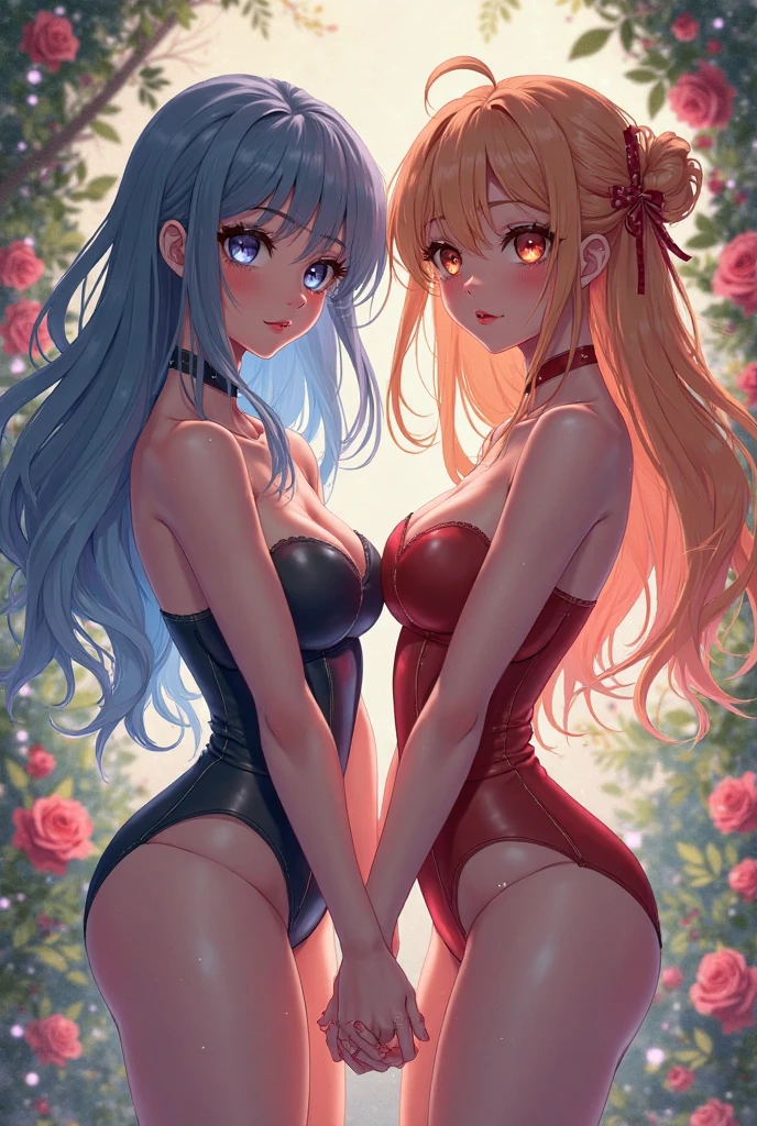 18-year-old blonde, Turquoise eyes, long-haired,Braid left and right, Black Underwear .Kiss someone else.....With a slightly smiling face...............