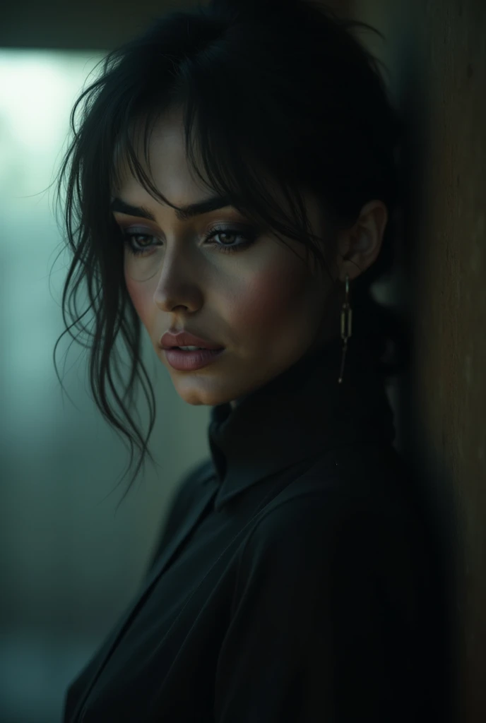 phoebe-wulf, beautiful girl wearing a thin athletic sweater, glamourous hair, depth of field, bokeh, morning in the snow, (masterpiece) (best quality) (detailed) (8k) (wallpaper) (cinematic lighting) (sharp focus) (intricate), dynamic lighting, vivid