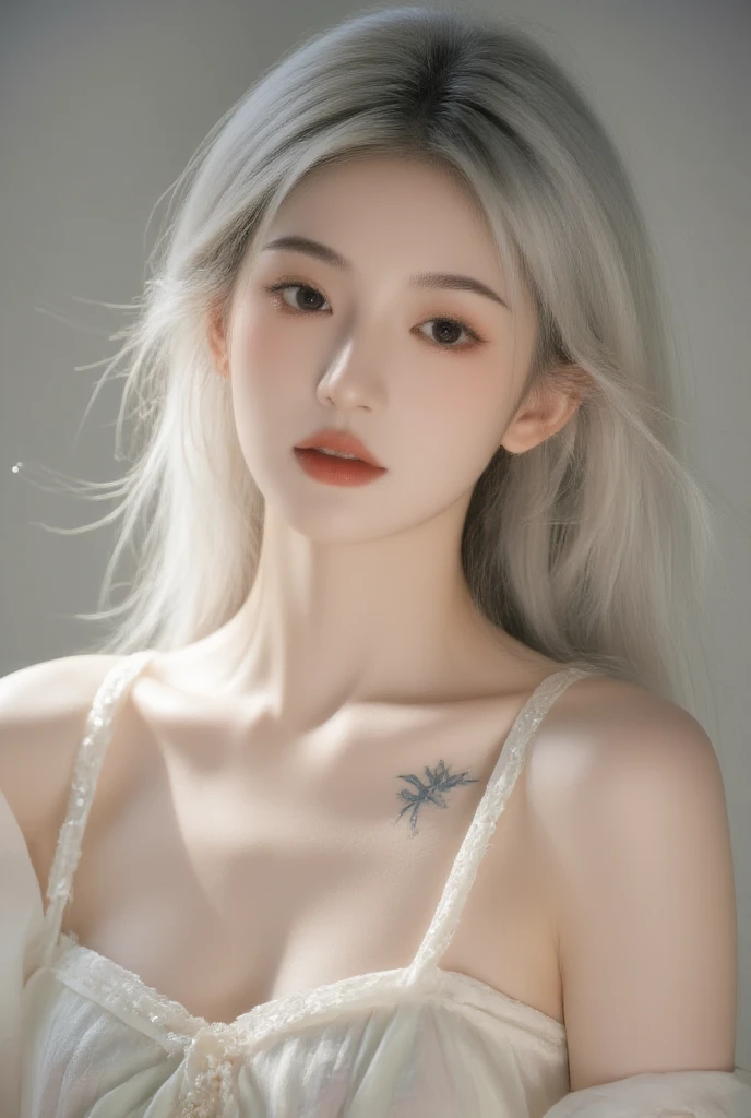 White Background、Professional Lighting、(((Professional Lighting 1.5)))、Translucent skin texture、Beautiful Skin、Beautiful Skin、、(((Whitening 1.5)))、、、音符のEcstasy、((Nude 1.5))、、Mid-shot photo、Simple earrings and necklace、((white hair))、Tie your hair up、sex appeal、Sex Appeal、Ecstasy、(((Naked with hands clasped above head 1.5))、