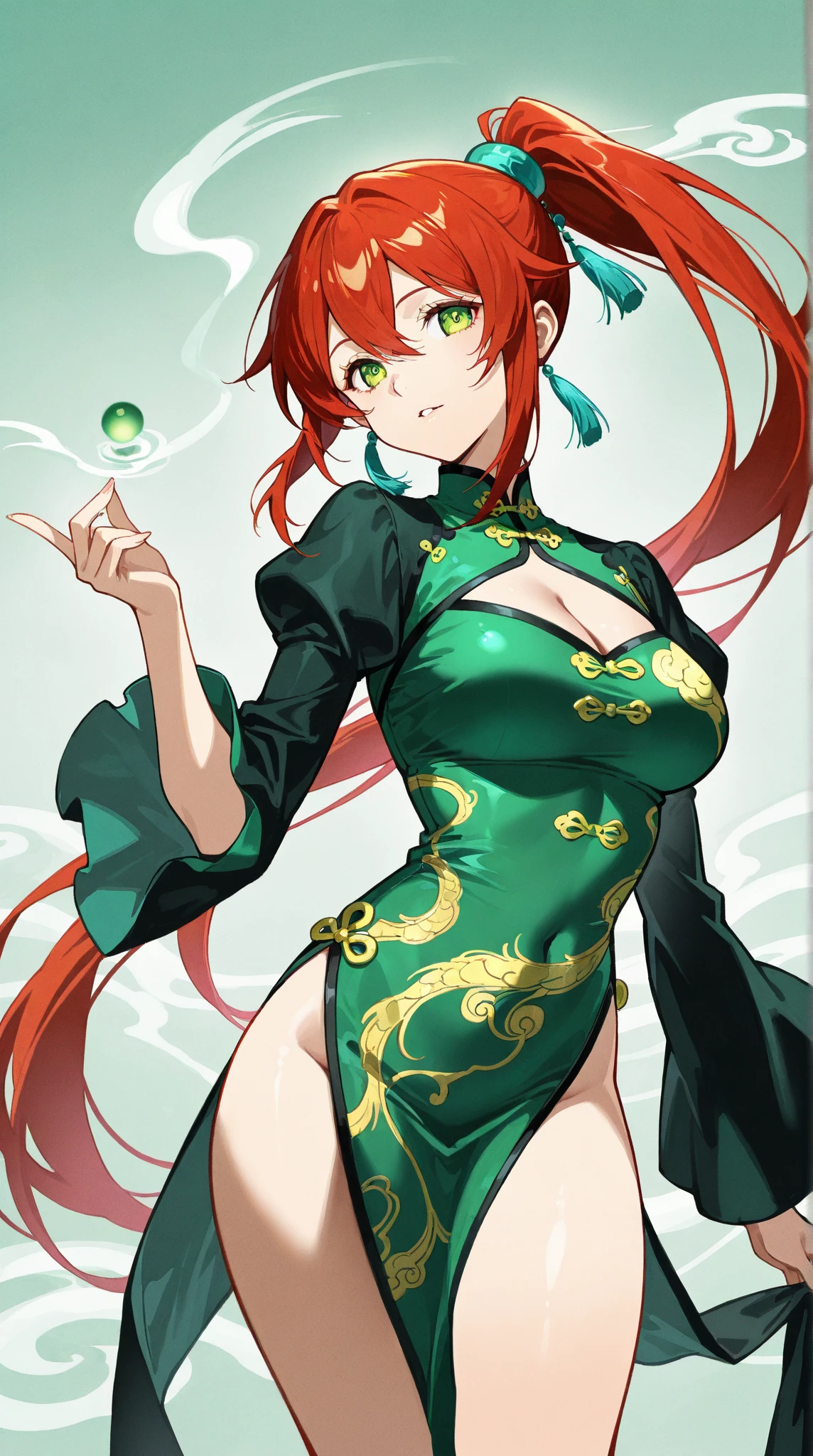 1girl, elegant erotic beautiful girl, big breasts, ((short orange hair)), green ribbon in hair, maxi dress, adultery, indecent, vulgar, Nakano Yotsuba, intricate details, delicate facial features, beautiful blue eyes, ulzzang, long eyelashes, small nose, full lips, porcelain skin, natural lighting, warm color palette, chiaroscuro lighting, dramatic shadows, sensual, alluring, mature themes, artistic, dreamlike, ethereal, ((arms behind back)), thigh highs, ((white panties)), sideboob, cleavage, looking at viewer, ulzzang, (blue eyes),