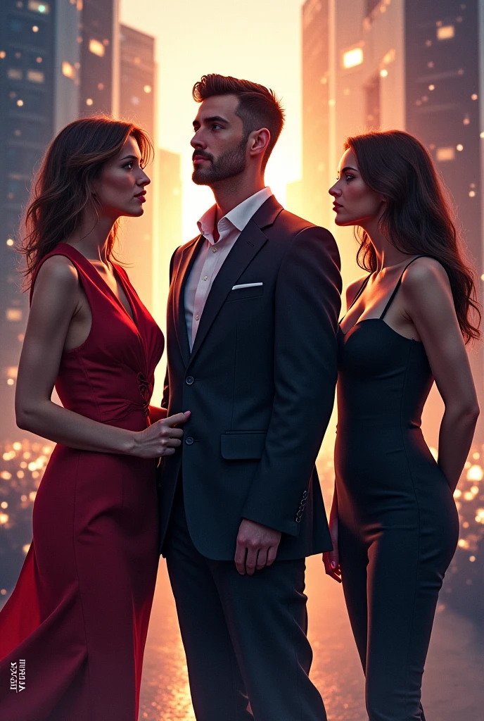 A man picking up two beautiful girls