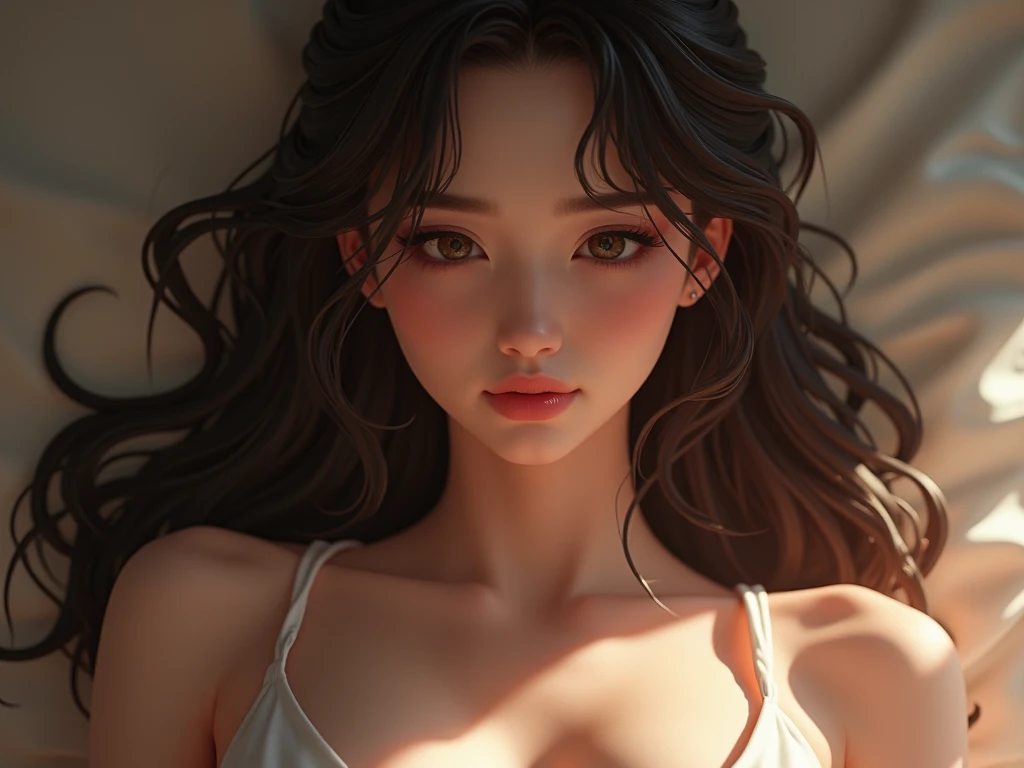beautiful slim girl big breasts black hair color