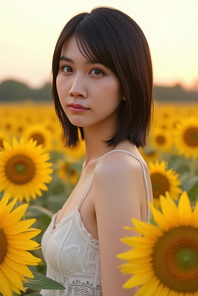 ((Exposing breasts 1.6))),(((Exposing breasts 1.6))),(((Exposing breasts 1.6))),masterpiece, Highest quality, 8k, Absurd, Beautiful medium long bob hair,Woman in her late 20s, That shy expression is cute, （Sensual Style）,(（Seven episodes were filmed...............1.4）), (Nude 1.5), No makeup, The near road and the far road, Written boundary depth, Surreal, High resolution, photograph, Sharp focus, Face lamp, Dynamic Lighting, highest detailed, ,Extreme detaileds、Super detaileded、detailed、Real Skin、elegant features、Positive and optimistic、（The background is a colorful flower field)