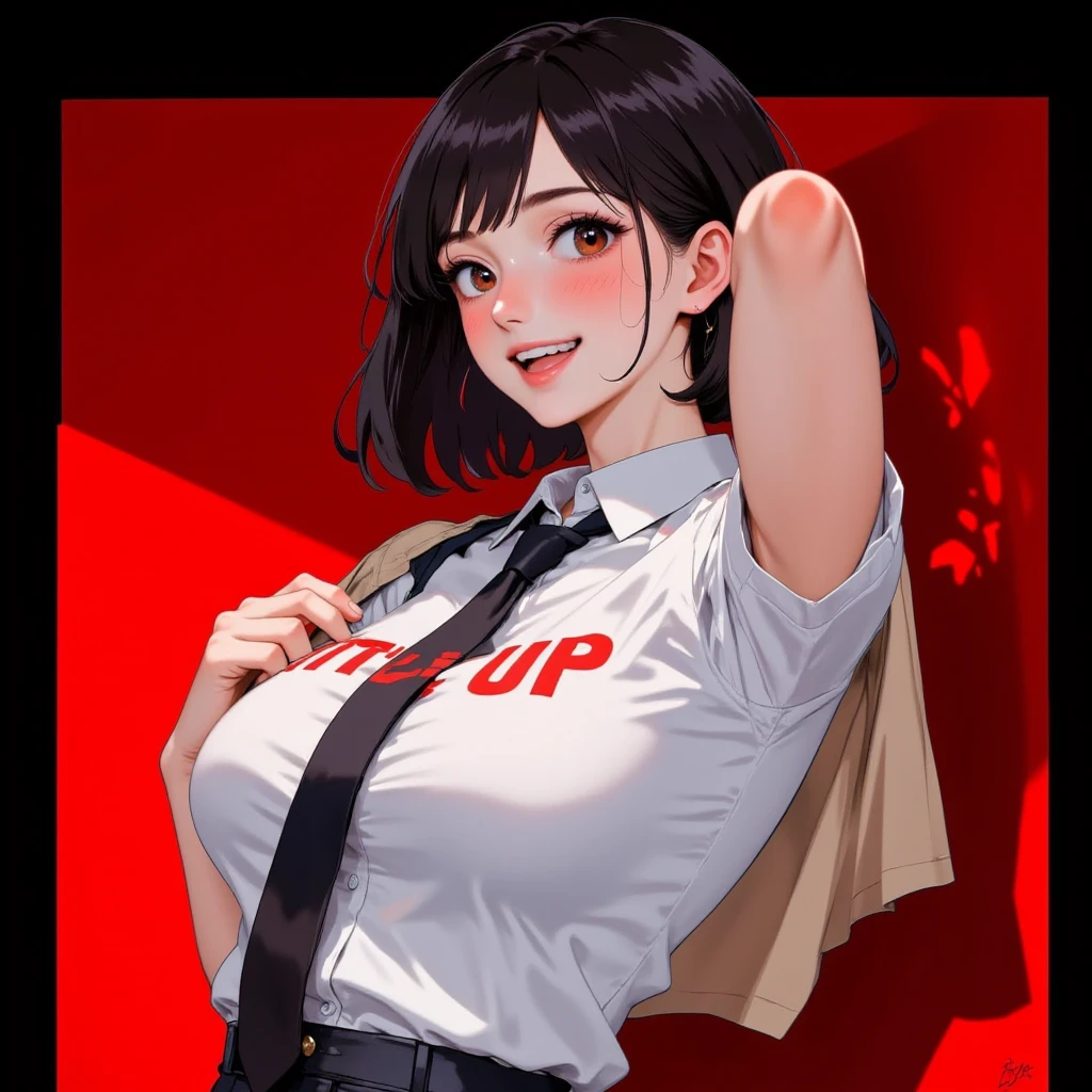 8k, 55 year old mature Japanese woman, Beautiful mature woman, Long eyelashes, Fine lines, Low Ponytail, Red lipstick, Tennis Wear, Saggy breasts, Cleavage, Pearl Necklace, Red lipstick, Wear a hat