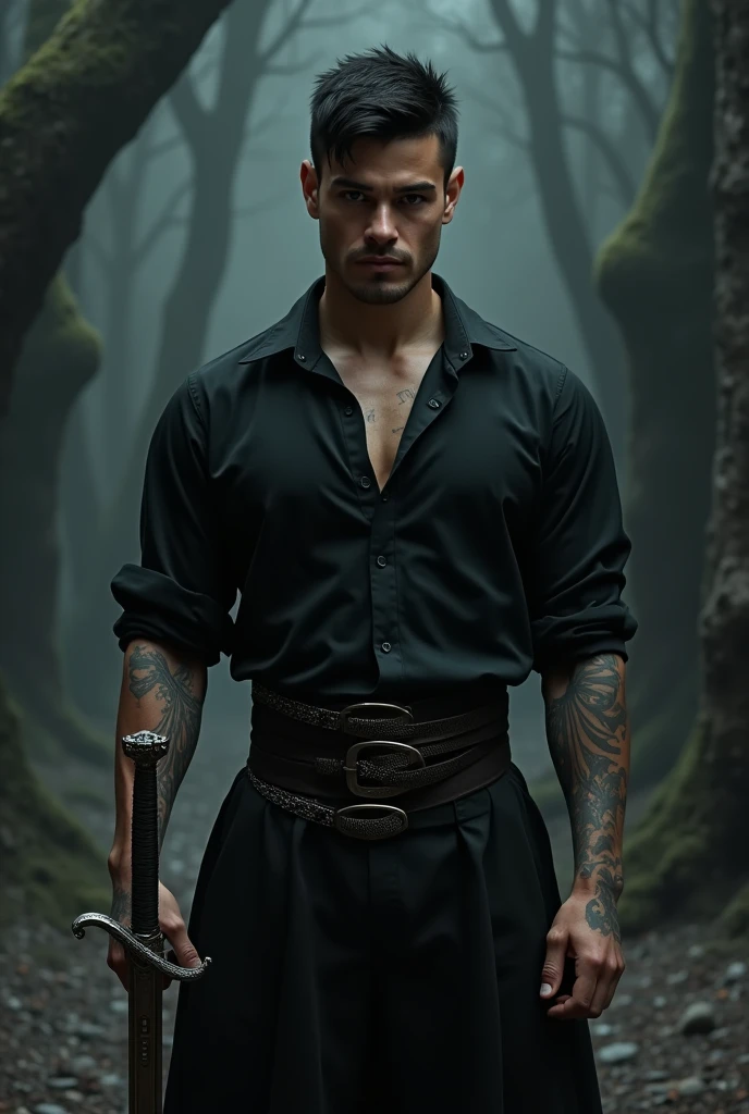 realistic, masterpiece, best quality, cinematic lighting, natural shadow, highest detail, professional photography, detailed background, depth of field, insane details, intricate, aesthetic, detailed face, subsurface scattering, realistic hair, realistic eyes, muscular, masculine, large pectorals, (shiny skin:1), (sweat:0.5), photo of a handsome man, crowmancer, crow, bird, gothic wizard robe, gloves,