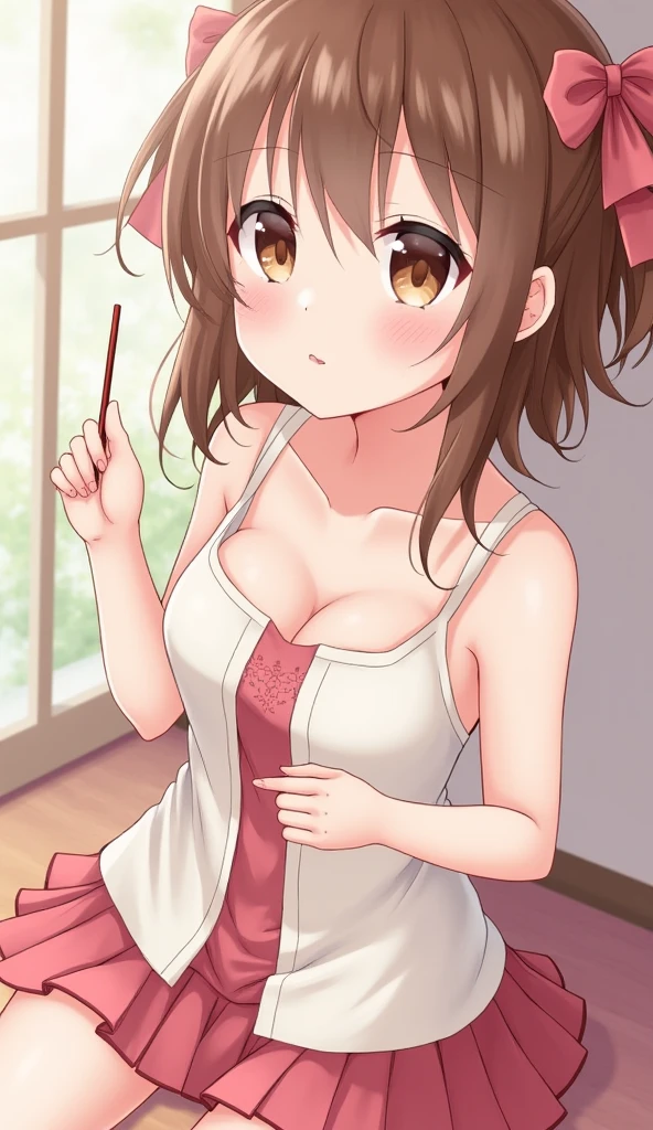 (new, newest, best quality), 1girl, solo, smile, open_mouth, looking_at_viewer, (nude:1.2), portrait, simple_background