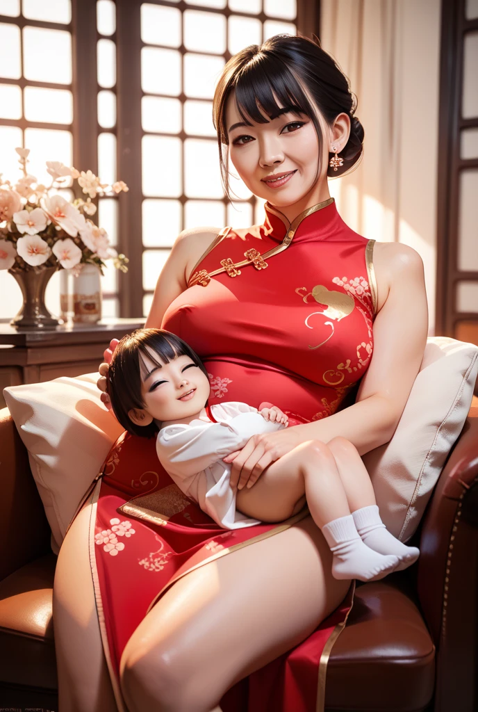 high quality,8K, Detailed facial depiction, Detailed description of the eyes,Angle from directly above,One Woman, Light brown hair(Short Hair),Beautiful Japanese Girl,24-years-old,Cute eyes,Cute Smile,Yukata beauty,The obi of her yellow floral yukata comes undone to reveal her sexy bra and panties.,Sexy floral lace underwear,Sexy string panties,Sexy slender body, Large, plump breast size, Long and beautiful legs,Smiling, Colorful earrings,necklace,Are standing,Beautiful nape,Japan tatami room,Feminine and sexy gestures,wind chimes,A bedroom with futons,Lying sexy on the futon,Sleeping sexy on her back