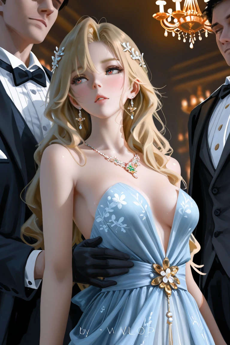 A stunningly beautiful young woman, bathed in soft, warm lighting, stands amidst a vibrant and lively party scene, her hair cascading down in loose waves, as she elegantly holds a sparkling champagne flute in her hand, her dress adorned with intricate lace details and shimmering sequins, creating a sense of glamour and refinement; the atmosphere is joyful and energetic, with vibrant colors and lively music filling the air, while a gentle haze of diffused light adds a dreamlike quality to the scene, creating a sense of enchantment and celebration; the overall composition exudes elegance and grace, with every feature of the girl's face delicately captured in exquisite detail, from her captivating eyes that sparkle with excitement and anticipation, to her flawless complexion that glows with a natural radiance, making her the center of attention and the epitome of beauty and charm; trending on Artstation, this digital illustration by renowned artist Sam Spratt combines impeccable technical skill and artistic vision to create a mesmerizing portrait that captures the essence of a truly enchanting moment.