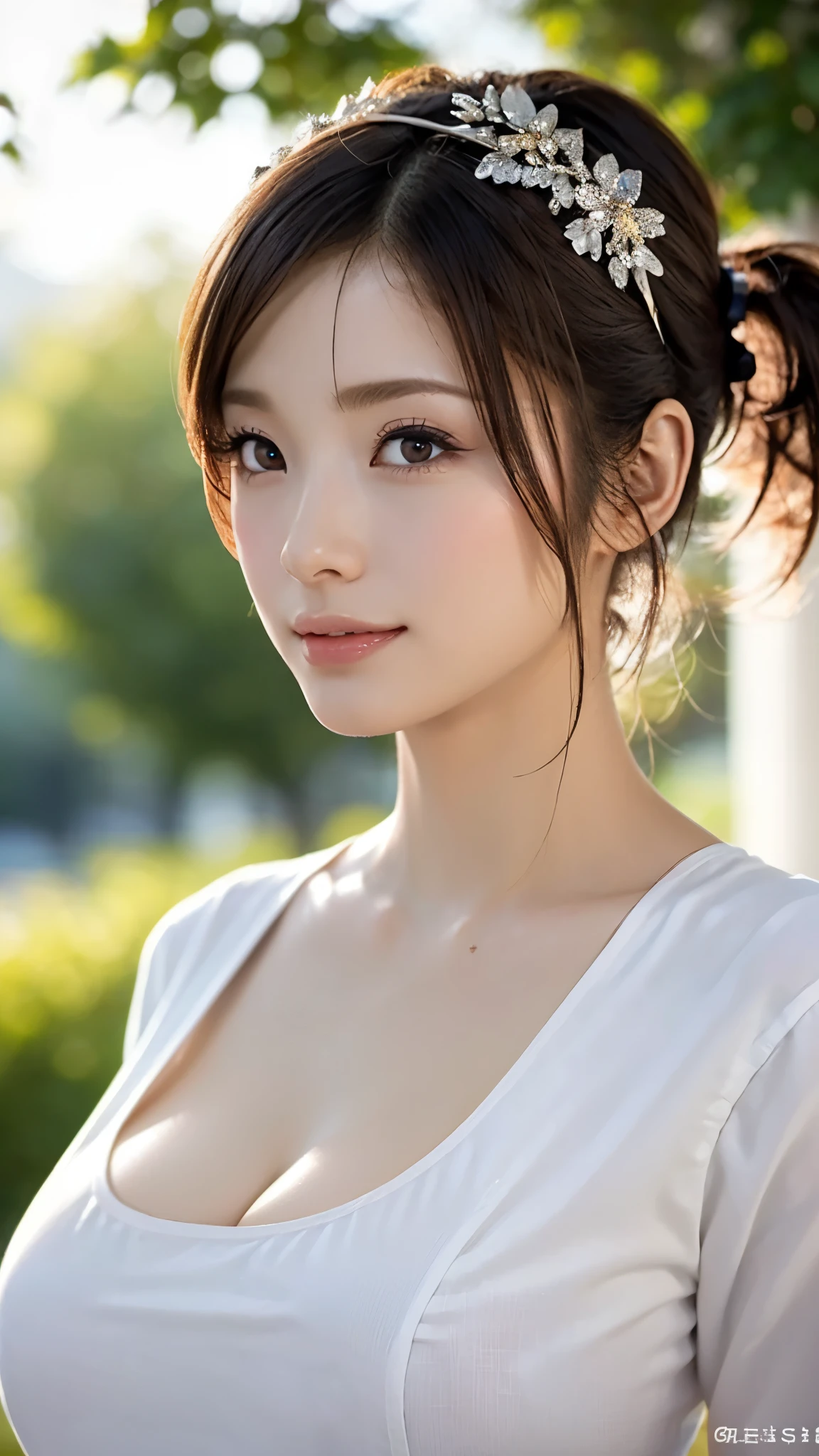 (masutepiece:1.3, Photorealsitic:1.4, 8K), top-quality, masterpiece, 超A high resolution, Perfect dynamic composition, Highly detailed skin and facial texture:1.3, A detailed eye, Detailed limbs, The precincts of a summer night, skyrocket:1.2, 1girl in, Cute sexy 25 year old slim woman, Fair skin, ((Sense of clarity:1.1)), ((Huge chest on the verge of bursting:1.0, Do not show areola, gigantic cleavage:1.15)), (Natural smile:0.9, Totally captivates you:0.9), ((red long sleeve yukata:1.3, Only the shoulders are exposed)), (Beautiful blue eyes, Eyes with a sense of beauty with a sense of transparency:0.85), Sexy face:0.4, red blush:1.0, (A mouthfeel that feels beautiful eros:0.85), (Facing the front, randome pose), Professional camera work, Grow Light Effect, ((Too erotic and cute:0.9)), Silver necklace