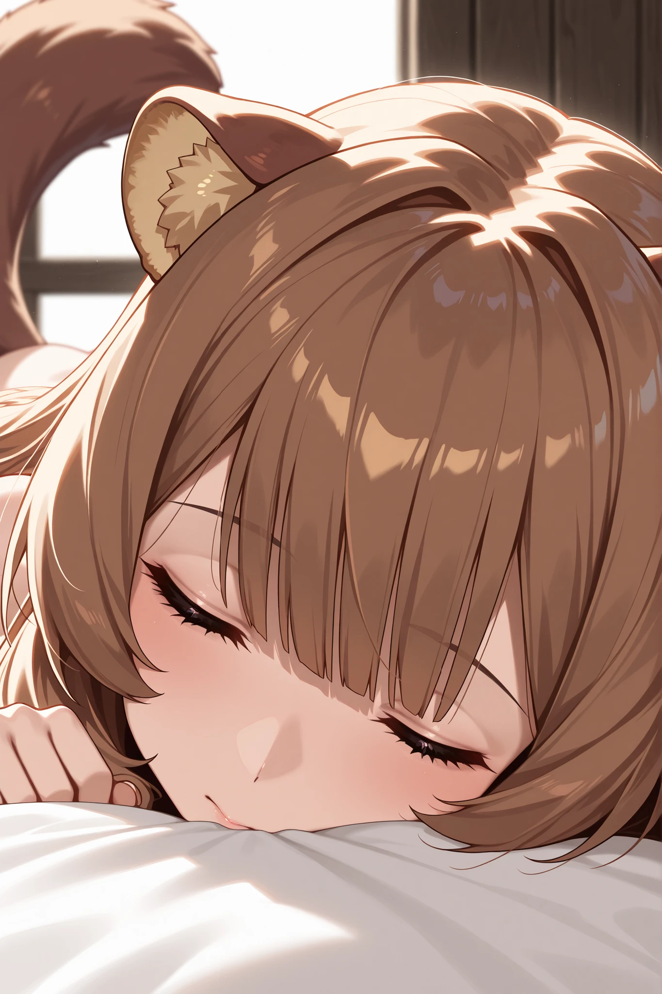 raphtalia, Close your eyes, completely naked from head to toe, Who sleeps on a bed