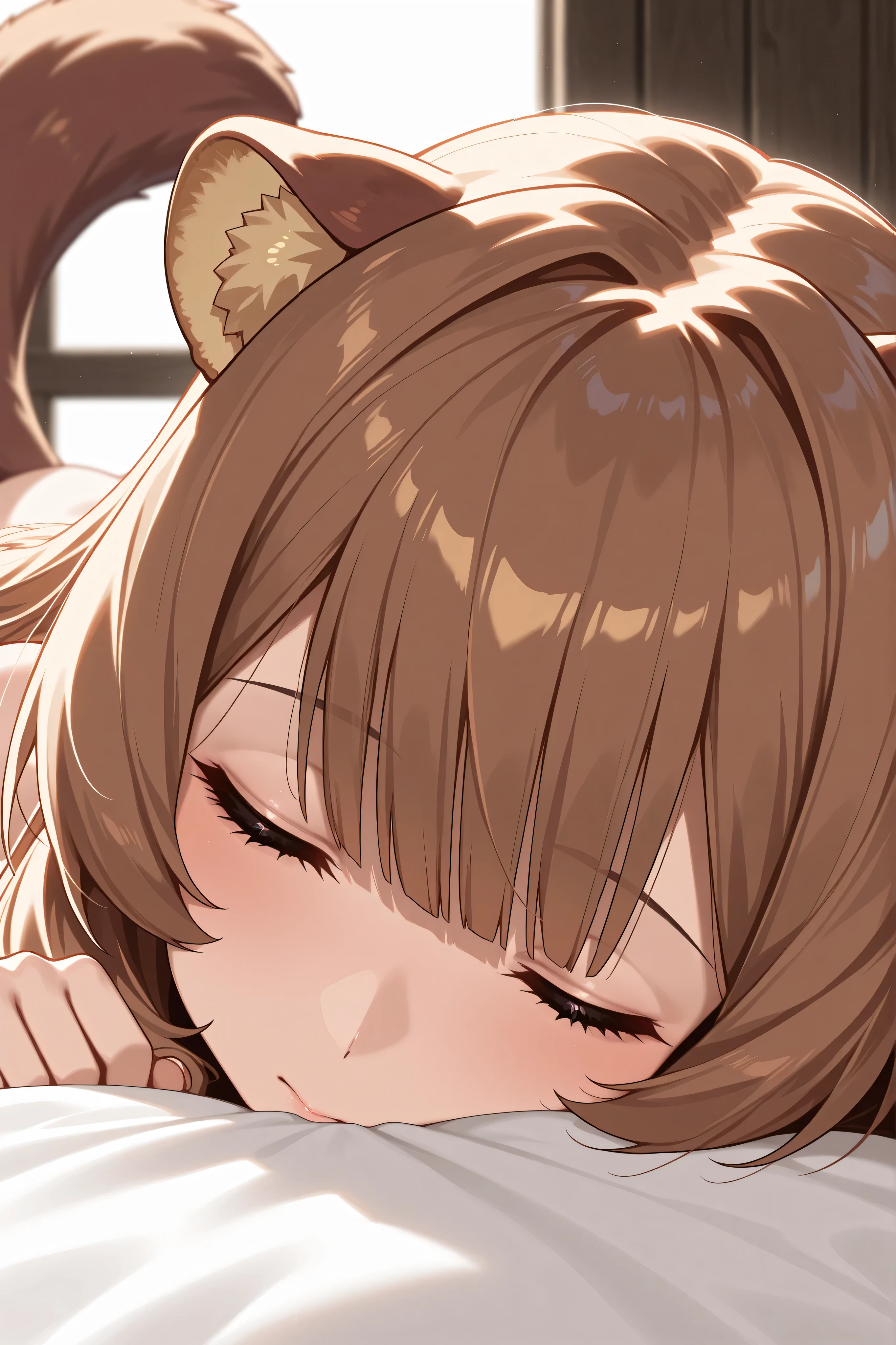 raphtalia, Close your eyes, completely naked from head to toe, Who sleeps on a bed