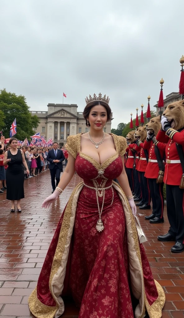 (beautifull lady with very large breast, wear detail luxury dress), (stand near limousine), guarded by her male bodyguards, wearing formal suit and traditonal headband, (holding luxury bag), (detail sexy kimono) ,(strapless bra) (show cleaveage), (show underboobs) , (show sideboobs), (show thigh), (detailed underboobs ornament), (detail luxury hand watch), (detail hips ornament), expensive detailed necklace, flower vase, (very large breast:1,9), luxury wall ornament background, (detail outside of luxury restaurant background), detail luxury restaurant exterior, detail streetwalk, detail blue sky, detail clouds, detail luxury garden lamp, beautifull face, pretty face, beautifull eyes, beautifull nose, sexy lips, polished nails, raytracing, nsfw, beautifull fingers, beautifull hands, sexy belly, sexy body, sexy shoulders, sexy legs, sexy hips, (luxury bracelet), (luxury ring), (luxury necklace), black nails , blue eye, (4 fingers in 1 hand), white skin, full body picture, pretty makeup, blush, full body shoot, detail people background, (masterpiece, best quality:1.2),(8k,highres,RAW photo,realistic,photo-realistic:1.3),(detailed skin texture,detailed cloth texture,beautiful detailed face:1.25),professional lighting,photon mapping,beautiful soft light,radiosity,physically-based rendering,model shoot style, model shoot style, (extremely detailed CG unity 8k wallpaper), full shot body photo of the most beautiful artwork in the world, complex 3d render ultra detailed, looking at viewer, 18 yo, wet hair, real human skin, vibrant details, hyperrealistic, beautiful, octane render, 8k, best quality, masterpiece, an extremely delicate and beautiful, extremely detailed ,CG ,unity ,wallpaper, (realistic, photo-realistic:1.37),Amazing, finely detail, masterpiece,best quality,official art, extremely detailed CG unity 8k wallpaper ,extreme detailed eyes, (perfect face), shiny skin, colorful, highest detailed, vibrant colors, ultra high res, (high contrast), intricate, lens flare,