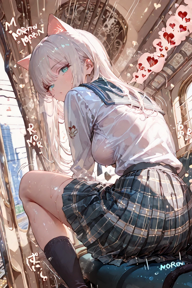 masterpiece, best quality,alisa kujou, skirt, bag, jacket, socks, looking at viewer,plaid, blazer, brown hair, plaid skirt,(white socks:1.8),(thigh-high socks:1.8),long sleeves, bangs, open clothes, open jacket, bow, brown eyes, pleated skirt, bowtie, day, long hair, bush, red bow, kneehighs, shirt, sleeves past wrists, backpack,red bowtie,(beige jacket:1.8), school bag,(black skirt:1.8), blurry, collared shirt, miniskirt, white shirt, cardigan, grass, sweater,(light smile:1.2),(soft-edged:1.8),(watercolor painting:1.5),(Illustration:0.8), (beautiful detailed eyes:1.9),(Fully exposed panties:1.8),(1 girl standing:1.5),nsrf,grabbing another's ass,short stature,(orgasm:0.8), BREAK lotr of people,(crowded train:1.8),(rush hour train:1.8),(man with office suit：1.7),BREAK (turn up the skirt:1.7),(shirt lift:1.7),(bra lift:1.8), (nipples:1.2), (chikan:1.9),(vaginal sex:1.5), (frying hands:1.1), (fresher:1.5),(:1.6),(curvy:1.5),(zettai ryouiki:1.8),(cute panties:1.8),(white panties:1.8),(pink panties:1.5),(white bra:1.8), (pink bra:1.5),(turn up the brassiere:1.7), (misaligned brassiere:1.5),breast slip,breasts out, BREAK breasta_on_glass,povbrestgrab,(panties shot:1.5),(up skirt:1.5), grabbing another's breast,close contact with men,cohesive,(train:1.7),(nose blush),(open clothes:1.3),(disordered shirt:1.1),(undressing:1.5), BREAK (from below:1.8),(cowboy shot:1.9),(dynamic angle:1.8),looking down,(spread legs:1.5),(back shot:1.8),BREAK