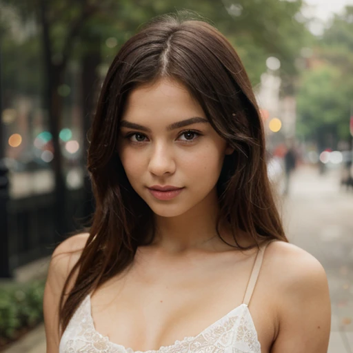(ultra detalhado) Create a digital representation of a girl with the same facial features as actress Ariel Winter.
(Bust-up) A imagem deve mostrar apenas o busto da .
(Facial expression) She should have a shy smile on her face.
(roupas) Use uma camisa branca com decote.
(sem fundo) The image must not include any background, just the girl.
(consistency) Make sure the girl's facial features remain consistent across all generated images.
