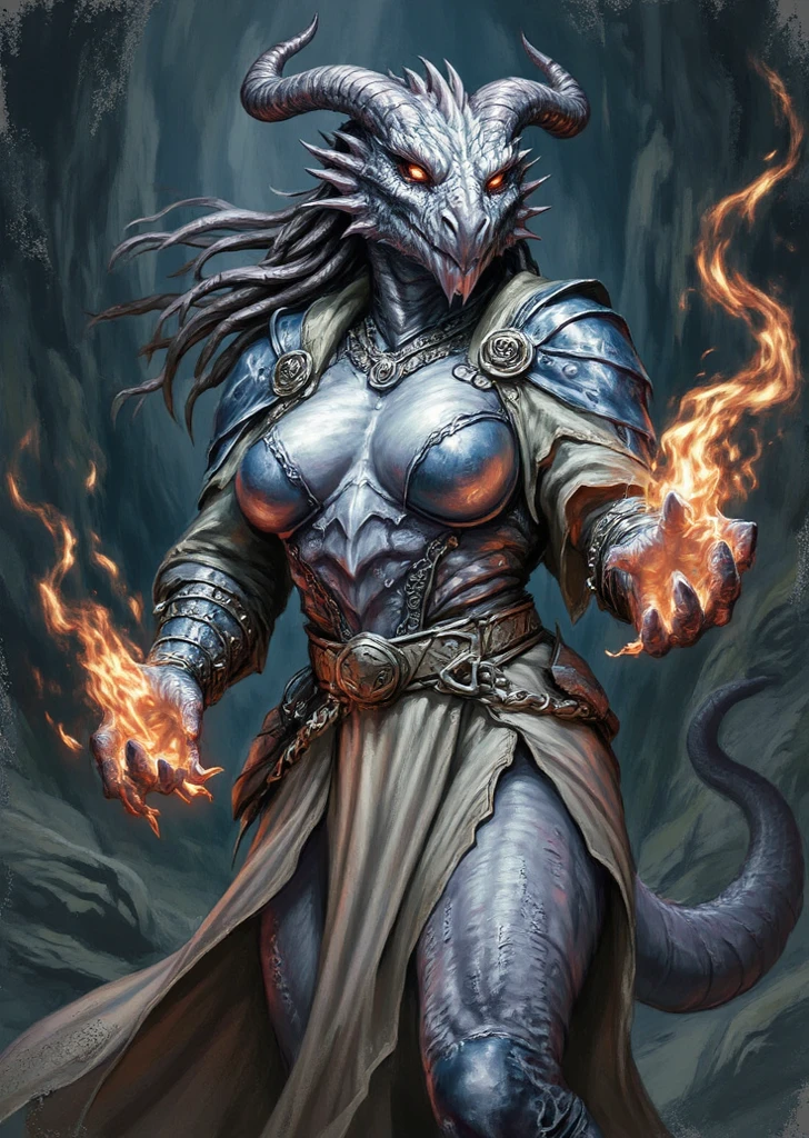 score_9, score_8_up, score_7_up, 1 dragonbornwoman, solo, dragonborn woman, Dragonborn, furry dragon, white dragonborn woman, dragonborn, white scale, golden evil eyes, dragon ears, dragon head, dragon face, dragon nose, dragon hands, dragon claws, black tunic, little glasses, circular glasses, casting a purple fireball spell, Spell rings, Fireball, pointing hand, dreadlocks hair, white dradlocks hair, evil serious expression, white horns, looking at viewer, black wizard tunic, normal chest, throne background, sitting at the throne, black throne room. HD, Dark fantasy, 1080p, high quality.