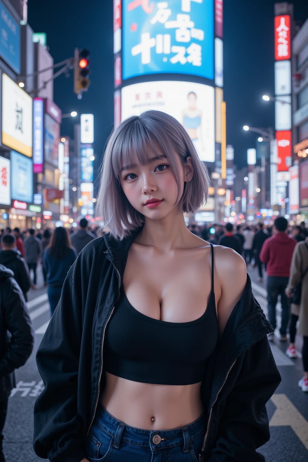 (((Beautiful girl small breasts))),smile、 Portrait 1 Young Woman ,sf, Cute face,,Complex background punk, Cyberpunk outfit with exposed nipples, Futuristic, Post-apocalyptic,(((Destroyed city)))、ruins、 dark, 薄dark光, ((masterpiece, Highest quality, )),(((Nipples exposed through the gap in her clothes))),,(((Small nipples))),(((Small areola))),(((Nipple details))),The neon-lit streets of a cyberpunk metropolis, Ignoring the boundaries between reality and technology