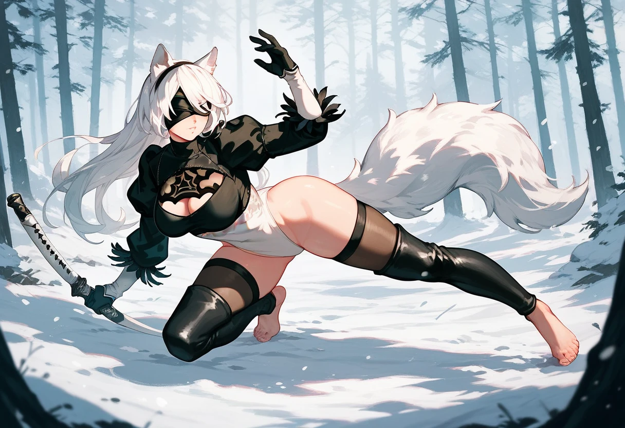 ((Seductive lady:1.3, solo:1.2))、((fusion of fox and lady:1.5))、((snowy mountains:1.4))、((blizzard:1.2))、((pelts))、((dynamic angle:1.5))、((full body))、((underboob:1.3))、((Meticulously drawn hands))、((Glossy realistic skin texture))、((shiny skin))、((Meticulously drawn hands:1.2))、perfect anatomy、masterpiece, ultra-detailliert, 8k, hiquality, Top image quality, Smooth texture、watercolor