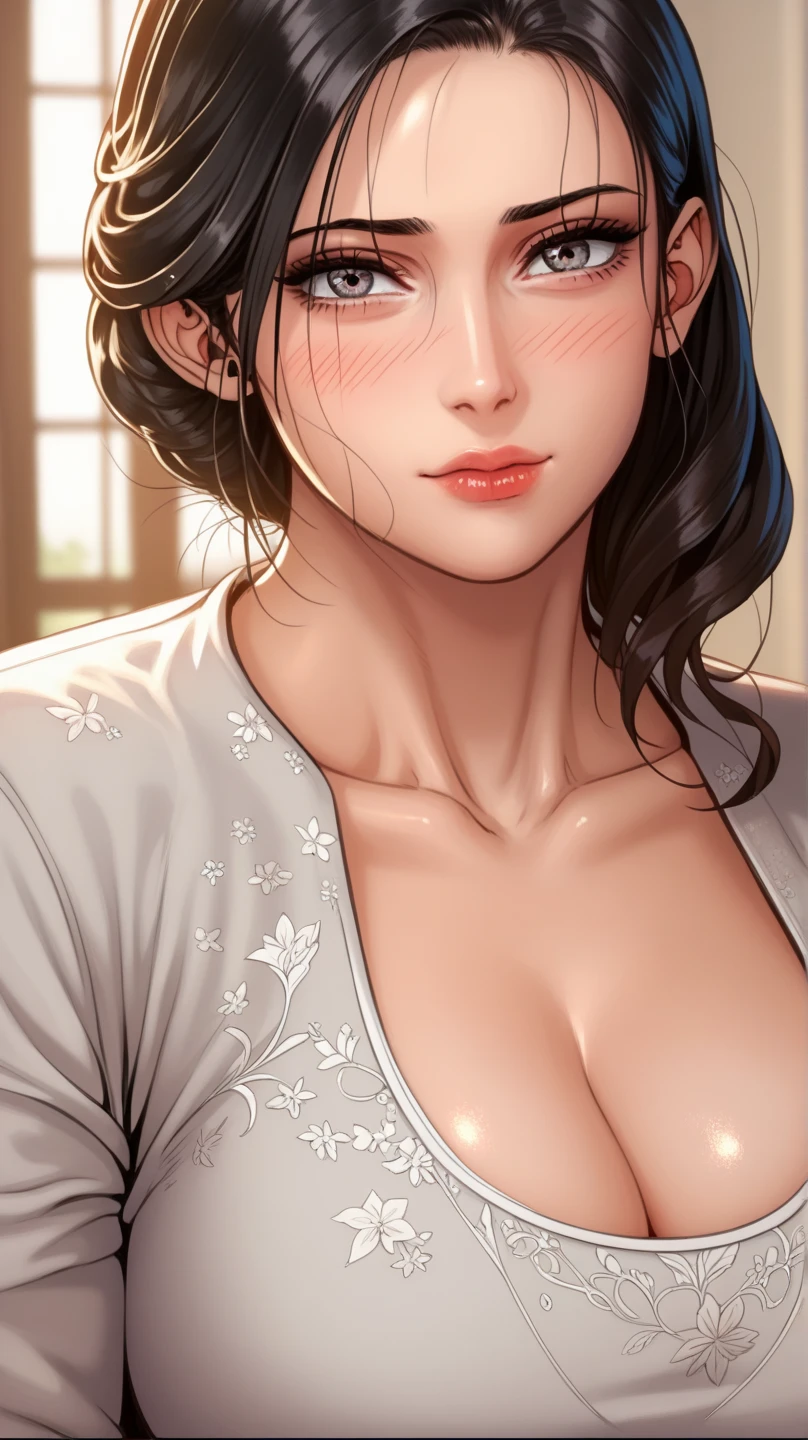 (masterpiece:1.3), (8K, Photorealsitic, Raw photography, Top image quality: 1.4), Japan high school girls、(Random hairstyles:1.2)、cleavage of the breast:1.2、Super Detail Face、Eye of Detail、double eyelid、Bring your chest together、sharp focus:1.2、prety woman:1.4、light brown hair、top-quality、masterpiece、超A high resolution、(Photorealsitic:1.4)、Highly detailed and professional lighting smile、Loose and light knitwear、Shoulder out、slender、serious facial expression、short-haired、Fatal position
