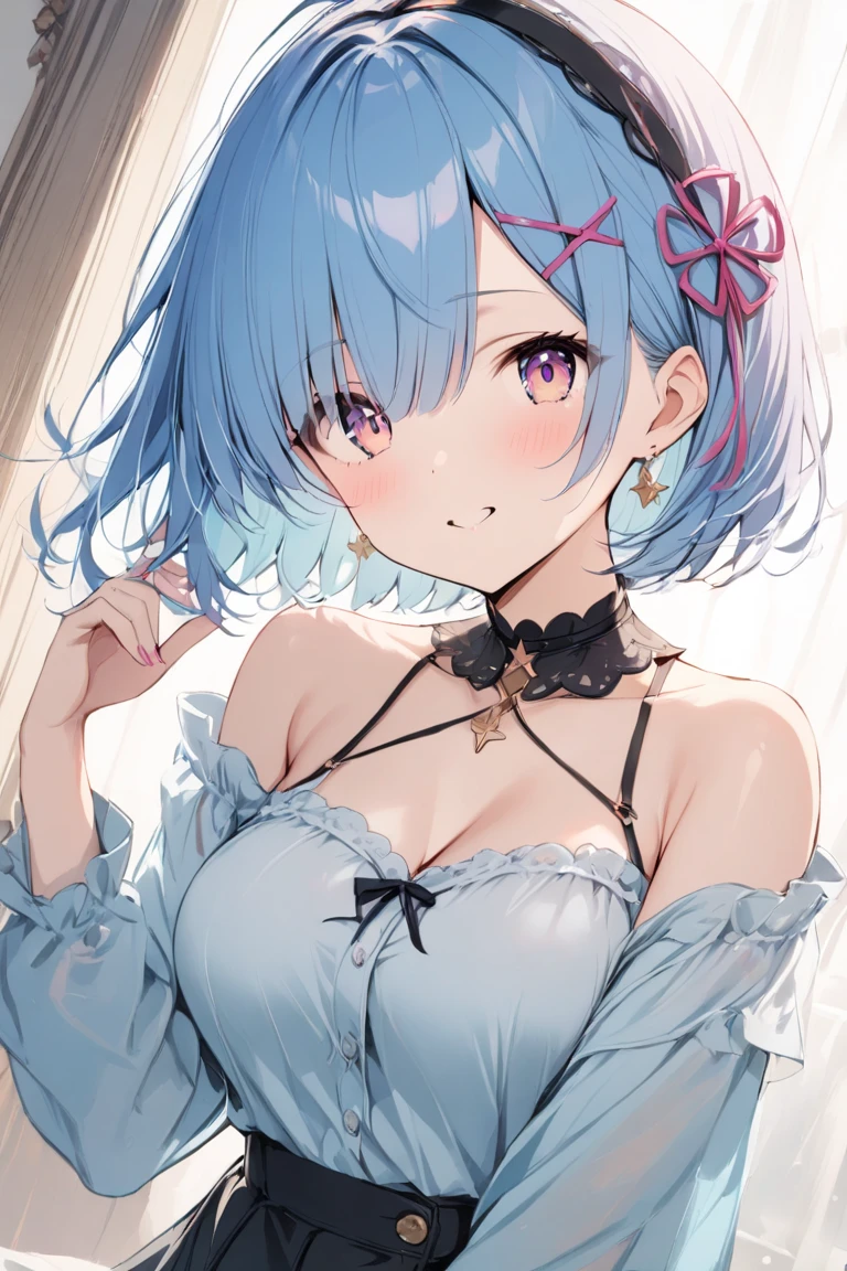 ((masutepiece)), ((Best Quality)), (Ultra-detailed), Anime style, Luxury bed, Cute little girl s, 1girl in, Solo, ((Beautiful eyes)), large full breasts, Smile