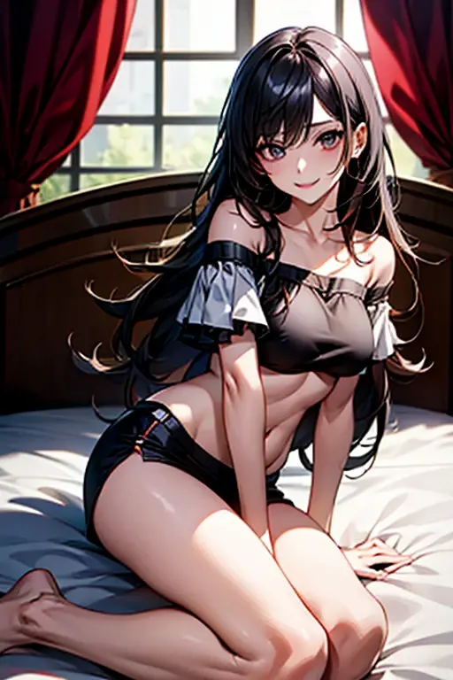 One girl, High resolution, Blushing, Character Design,underwear,Twin tails,Low - Angle