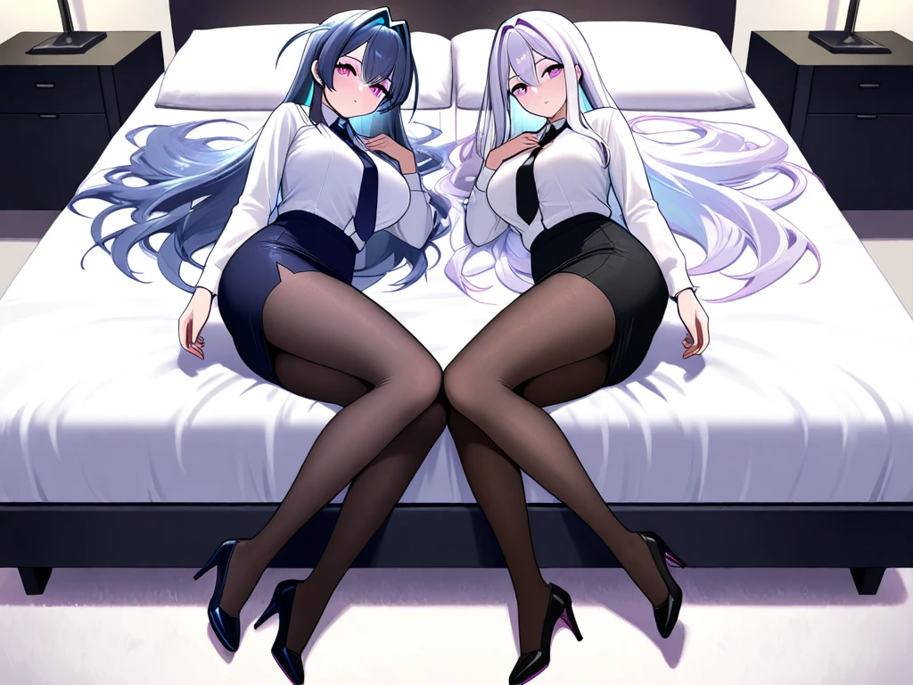 Anime - Style image of two women sitting on a bed with their legs crossed, from girls frontline, Fine details. Girl Front, girls frontline style, Girls Frontline CG, WLOP and Sakimichan, two beautiful anime girls, Anime girls, Girl Front, girls frontline universe, Best anime 4k konachan wallpaper, Guweiz in Pixiv ArtStation