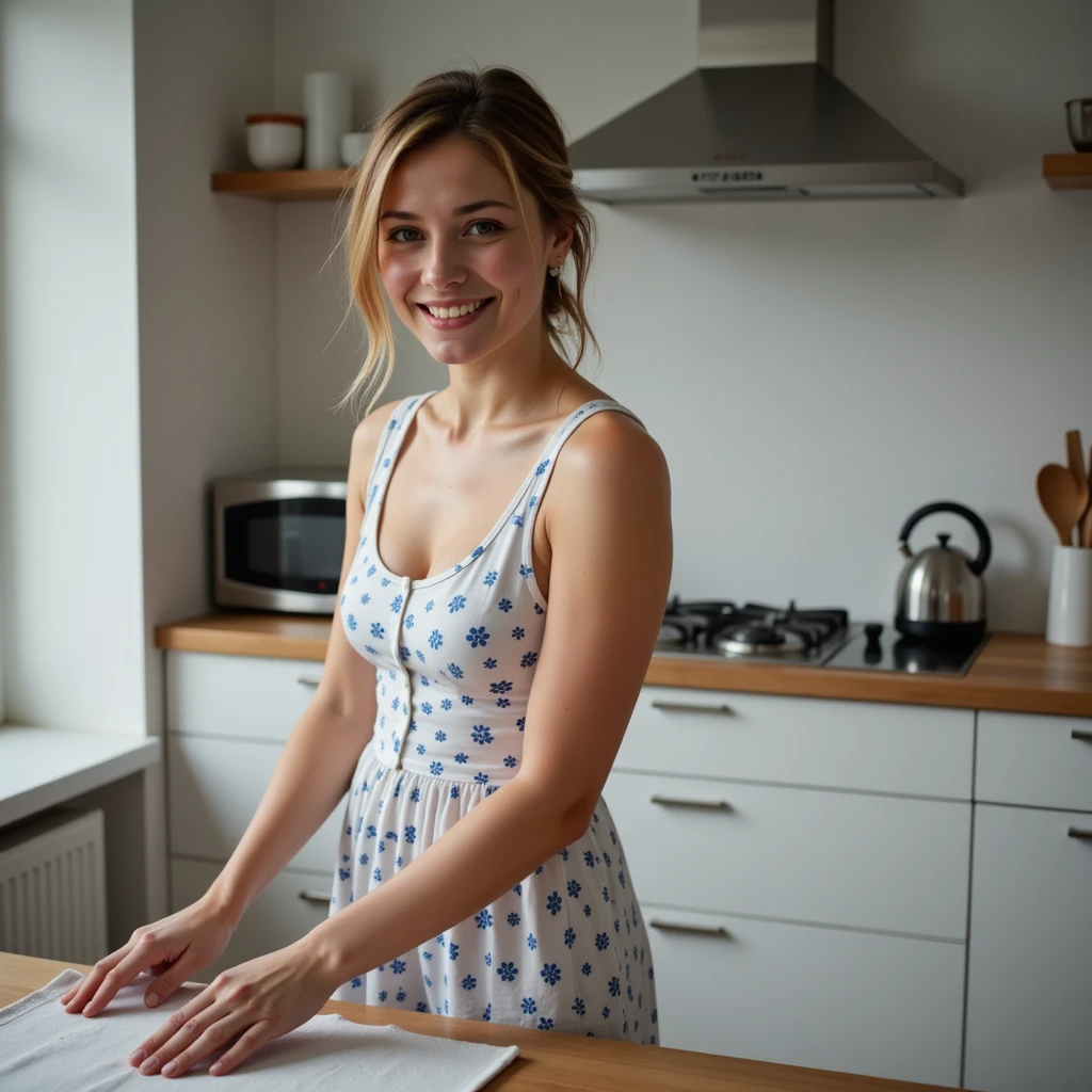 Housewife of 40 rubs her butt
