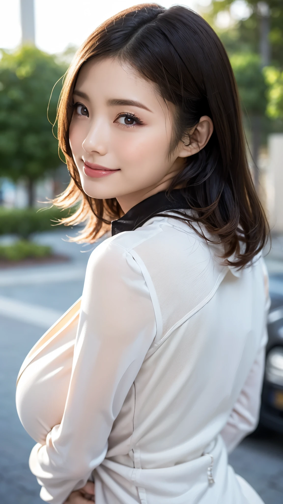 Japanese women Orthodox beauty, cute, cute, beautiful, smile, Yamato Nadeshiko, Ultra-realistic, More real, Real women, Looks like the real thing, From below, Just like him, Super Real, Bob, Upper Body