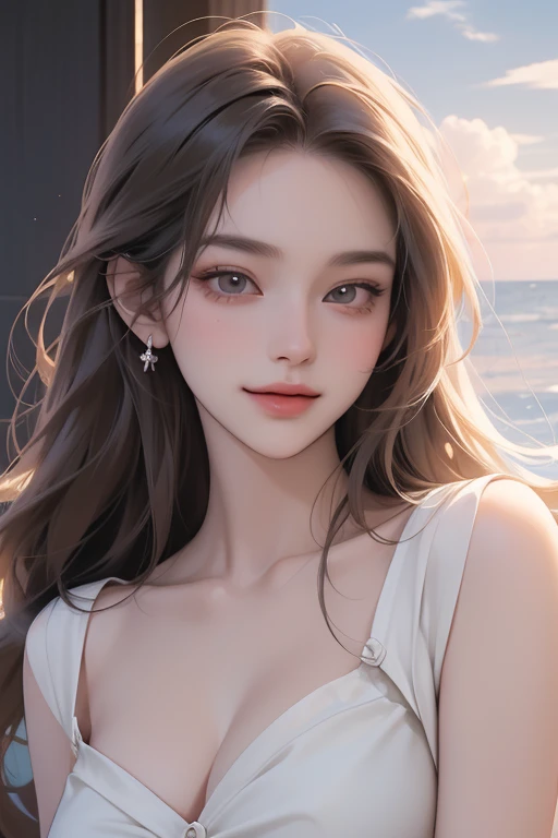 A Strawberry, ((Masterpiece, top quality, high resolution, highly detailed CG unified 8K wallpaper)), (huge stunning goddess shot, very hot and sexy, jaw-dropping beauty, perfect proportions, beautiful body, slim body beauty:1.3), (dynamic pose, dynamic composition), young woman in strawberry motif dress, long red hair, beautiful face, looking at you with moist eyes, strawberry earrings, red strawberry dress, (strawberry pinched in one hand on face, strawberry white flowers in background),
