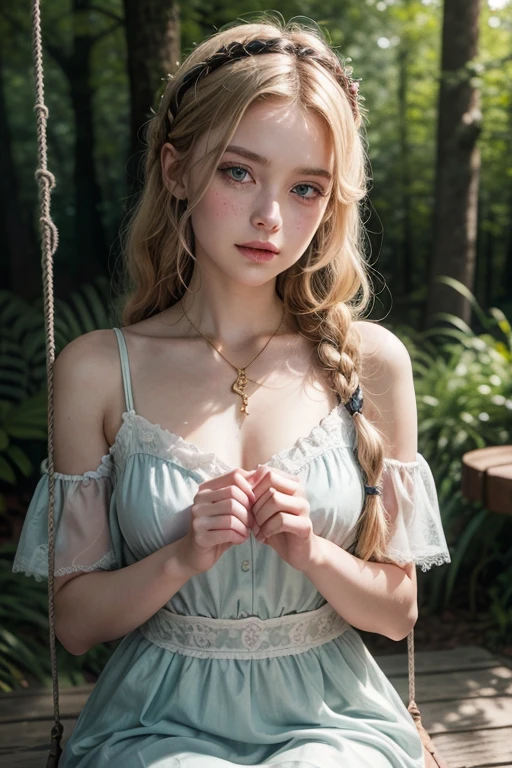 The tooltip for a given topic is as follows: "Girl with a European face, Aryan face, Violet, 1girl, (Solo focus), (view the viewer), Blue eyes, Blonde hair, (Best Quality, 4k, 8K, hight resolution, Masterpiece:1.2) Ultra-detailed features, including realistic, Photorealistic eyes and face. The image shows a medium (Insert Material) that resembles an illustration, oil painting, or 3D rendering. Girl in garden with bright flowers and sharp focus, soft studio lighting. The overall atmosphere is calm and serene, with a touch of unearthly beauty. The color scheme is dominated by shades of black, Creating a dreamy and surreal aesthetic.",  Medium chest, slender body, unparalleled beauty sexy and very beautiful face, Sexy clothes with open chest and visible bra, 