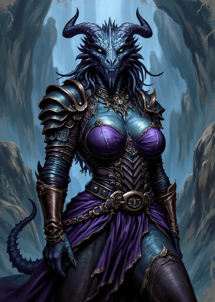 loincloth, sehele style, <lora:sehele:0.4>, (((dark tanned skin))), (((underboob black armor))), a woman, (((gradient black and purple hair))), dragonborn, blue scales, [ adamantly defined abs ]!!, (((lighting in hands))), blue dragon tail, barefoot, 8k, Unreal Engine 5, octane render, trending on pixiv, fanbox, skeb, masterpiece, detailed face, smooth soft skin, big dreamy eyes, beautiful intricate colored hair, symmetrical, anime wide eyes, soft lighting, concept art, digital painting,