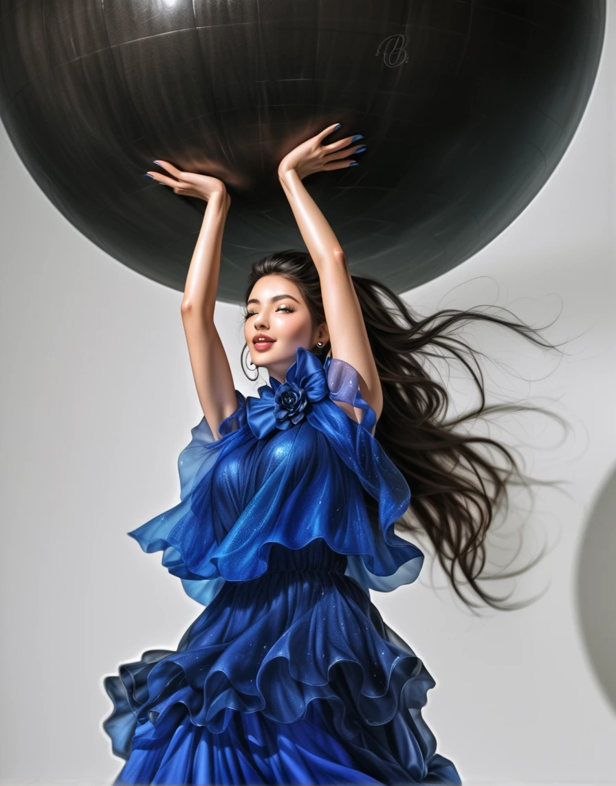 a cartoon of a woman in a blue dress running, nico robin, realistic