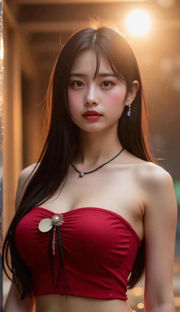 night,(night:1.8),(city lights:1.9),(red theme,),in winter,snow,onsen,(nature:1.9),1girl,full body,black hair,very long hair,grin,sexy,unaligned breasts, dynamic angle,dynamic pose,outdoors,chinese style architecture,High color saturation,Color saturation,(jewelry:1.4),putting on jewelry, 
ray tracing,cinematic lighting,(raw photo:1.2), (photorealistic:1.4), absurdres, incredibly absurdres, huge filesize , ultra-detailed, highres, extremely detailed,best quality ,masterpiece, illustration, an extremely delicate and beautiful, extremely detailed ,CG ,unity ,8k wallpaper, Amazing, finely detail, masterpiece,best quality, pureerosface_v1,ulzzang-6500-v1.1,