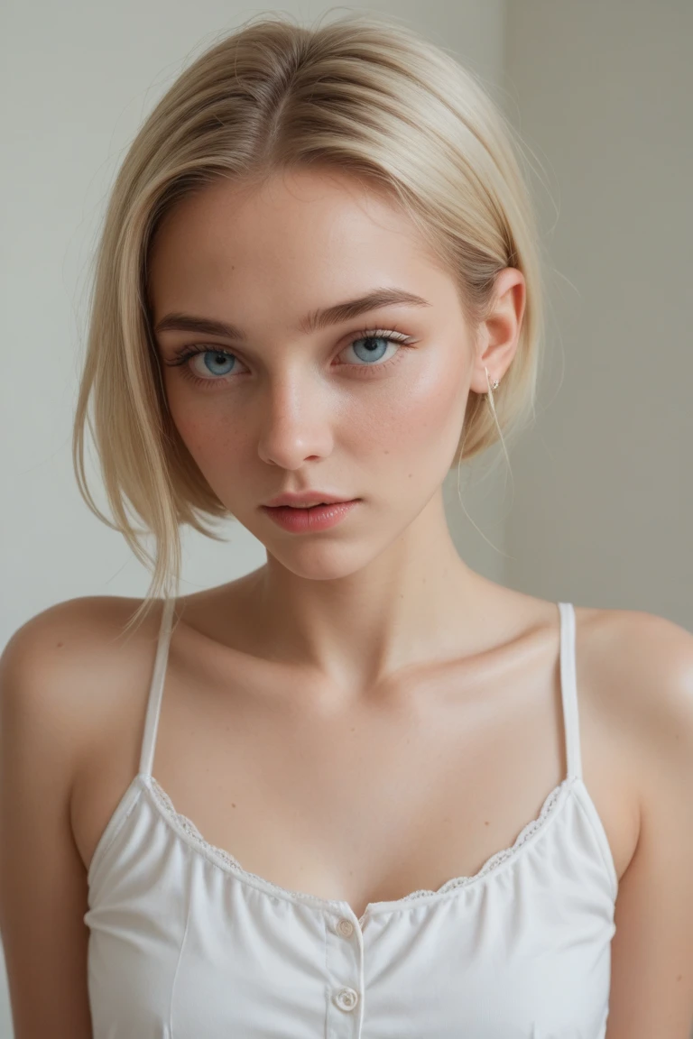 (a cute girl, 20 years old, medium tits), nsfw, (best quality, high quality, photograph, hyperrealism, masterpiece, 8k:1.3), British, burly, platinum blonde cropped pixie, (white playboy bunny:1.15), legskin, moles skin, sad, (low-key lighting, dramatic shadows and subtle highlights:1.1), adding mystery and sensuality, trending on trending on artsy, concept art, (shot by tim walker:1.1), bokeh, leading lines, vintage,((various angle)), (professional pose)